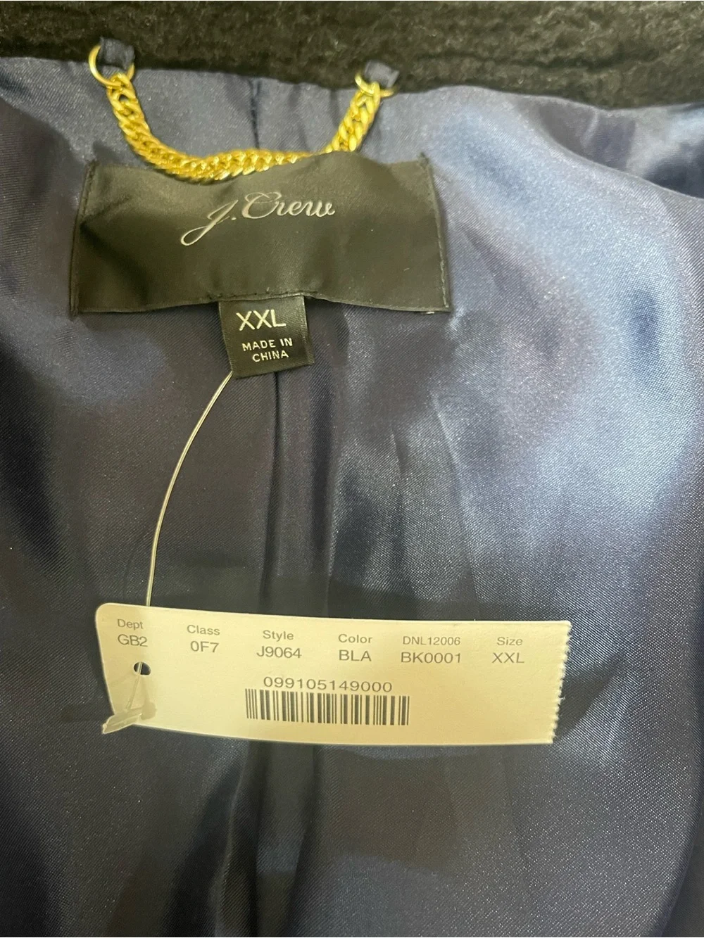 J. Crew Black Teddy Sherpa Jacket with Navy Satin Lining